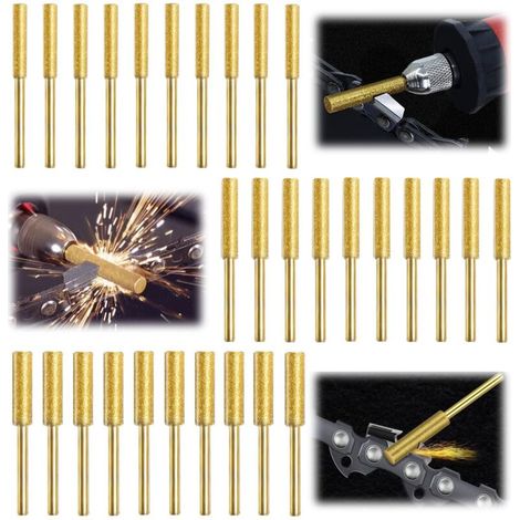 30 Piezas Gabarit Affutage Chaine de Tronconneuse, Diamant Affuteur Affuteuse de Chaine Tronçonneuse, Lime pour Chaine de Tronconneuse, 3 Tailles Différentes pour Tronçonneuse Affûter et Poncer