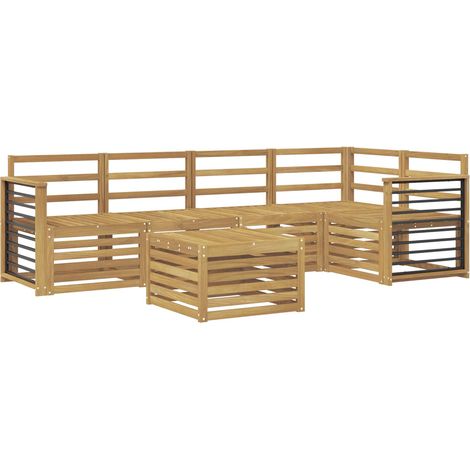 Ensemble de canapés d'extérieur 6 pc Blanc Bois d'Acacia Massif vidaXL