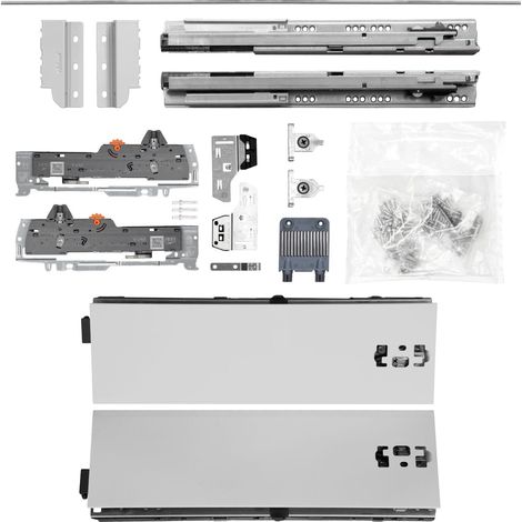BLUM Schubladenschienen TANDEM SET Zargenhöhe 115mm, mit TIP-ON BLUMOTION Einheit, 30kg, NL500mm, grau, bis max. KB1400mm (1/5)
