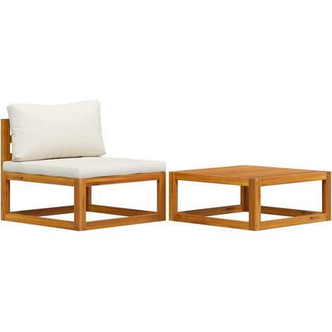 vidaXL Set Divani da Giardino 2 pz con Cuscini in Massello di