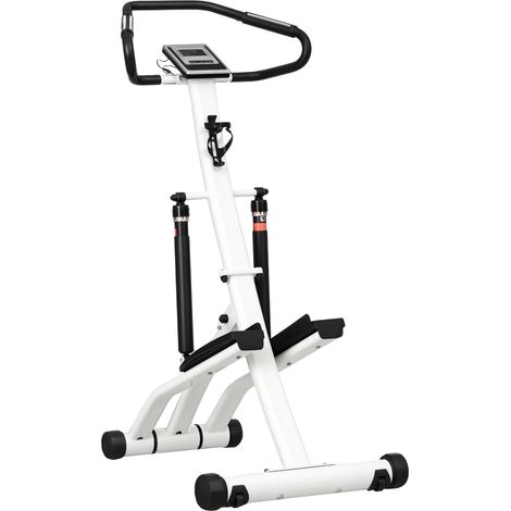 Stepper avec guidon 12 niveaux de résistance réglables. écran LCD. 2 roues et pédales antidérapantes. blanc et noir (1/5)