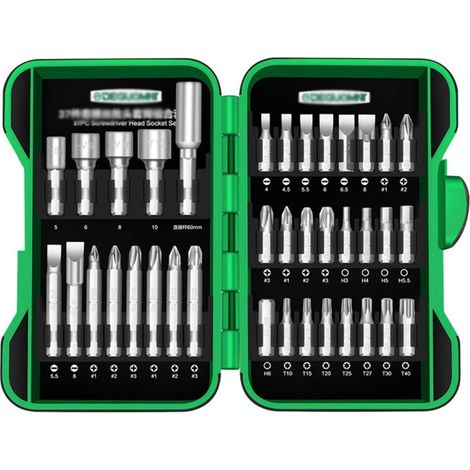 37 PCS Foret Bits Set Tournevis Kit de perceuse à impacts électriques magnétique Torx Slotd Heex Boutes Tool de forage (1/5)