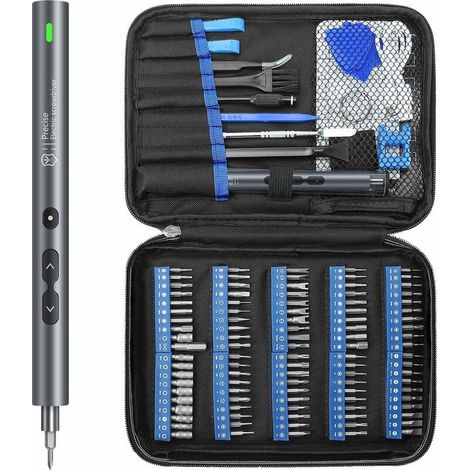 Mini Tournevis Electrique, 120 en 1 Petit Tournevis Electrique Sans Fil Portable, avec 100 Embouts de Précision & Lumière LED & Outil de 20 Embouts Outil de Réparation Pratique (1/5)
