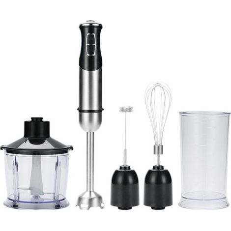 Mixeur plongeant - Set mixeur 5-en-1 1000W - Mixeur puissant avec Turbo, Vitesse Variable, Hachoir, Fouet & Mousseur à lait - 1 pièce (1/5)