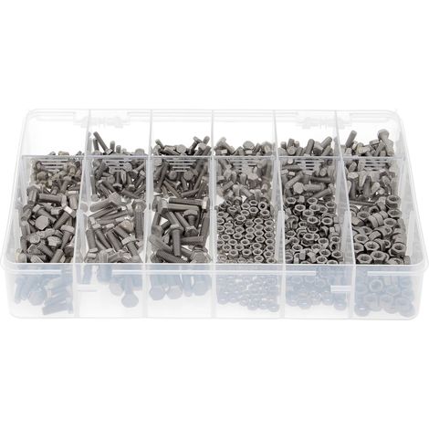 Coffret de 800 Vis TH M4-M5-M6 DIN 933+ Ecrous Inox A2