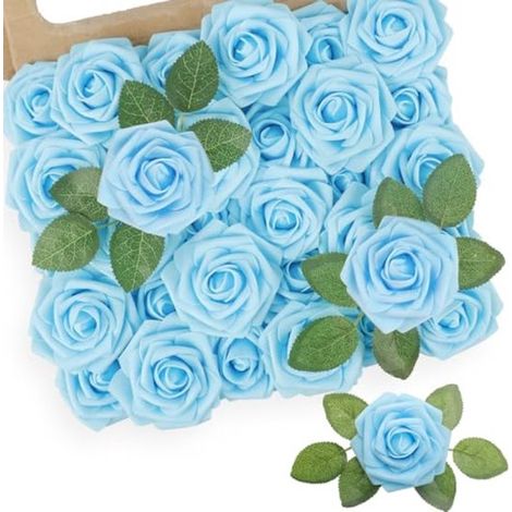 Künstliche Rosen 25 dekorative Blumen künstliche Rosen mit Stielen für Valentinstag, Muttertag, Hochzeiten, Babypartys, als Dekoration ca. 20 cm (1/5)