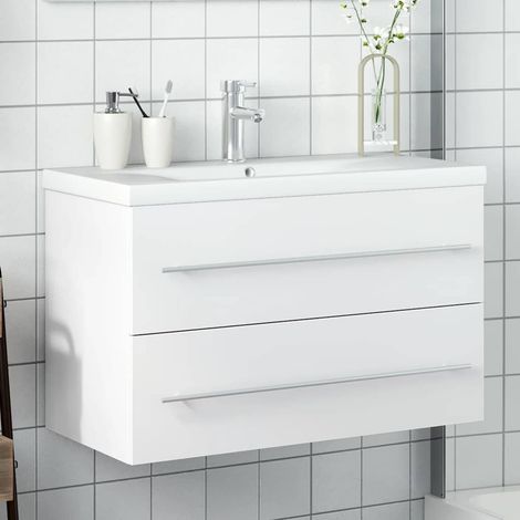 vidaXL Bathroom Sink Cabinet with Built-in Basin White (1/5)