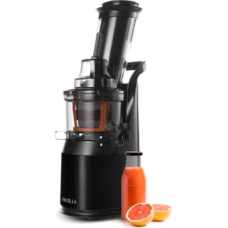 Fridja F1900 Estrattore di Succo Potente – Estrattore a Freddo Lento – Acciaio Inox Nero, Senza BPA – Succo Fresco e Salutare, Sorbetto, Gelato – 240 Watt, Bocca Larga da 75 mm – Nero (1/4)