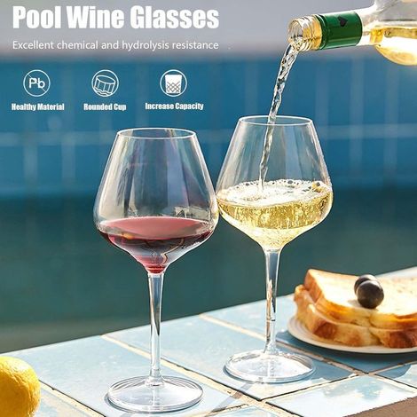 Lot de 2 Verres à Vin Flottants pour Piscine 530ml Verres à Vin Plastique en Tritan Verres a Champagne en Incassables Piscine Flottante Verre a Vin Rouge Pique-nique Verre a Vin (1/4)