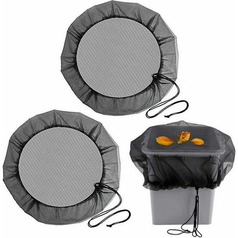 x Regentonnen-Abdecknetz, 95 cm Regentonnennetz mit Kordelzug für Staubschutz, Verfallschutz und Mückenschutz, Schwarz (1/4)