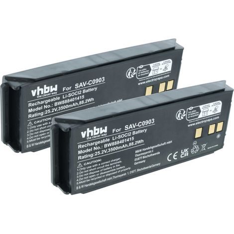 vhbw 2x Batterie kompatibel mit Saver One Semi-Automatic, P, D, Automatic Medizintechnik (3500 mAh, 25,2 V, Li-SOCl2) (1/4)