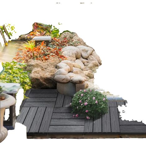 Dalles de terrasse emboîtables, matériau composite, 30x30 cm, antidérapantes, apparence bois naturel, sans entretien requis (1/5)