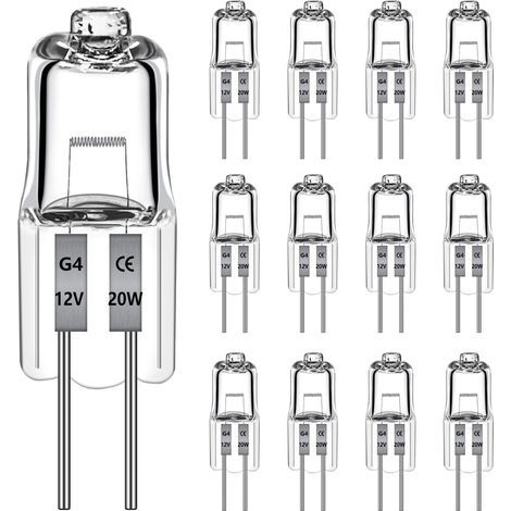 12 Stück G4-Halogenlampen, 12 V, 20 W, 470 lm, dimmbar, 2700 K warmweiß, G4-Halogenlampen für Dunstabzugshauben, Küchen, Wohnzimmer, Schlafzimmer, Schrankbeleuchtung usw. (1/5)