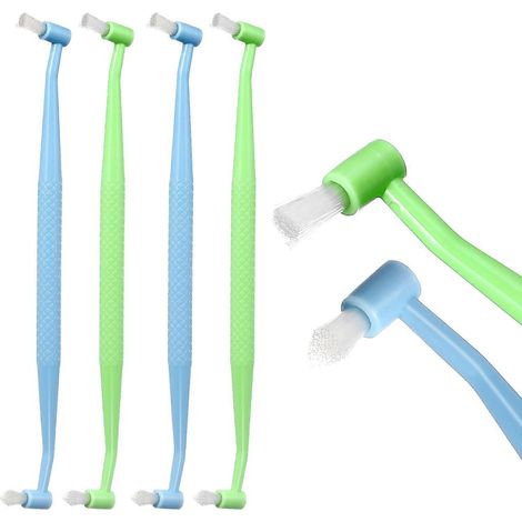 Lot de 8 brosses à dents intermédiaires à double embout pour le nettoyage buccal des appareils orthodontiques-16.00X2.00X0.50CM