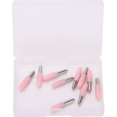 Lot de 10 lames de rechange en acier allié, coupe grossière 30 degrés pour machine de découpe, avec boîte de rangement.