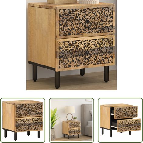 Bois de manguier -  Table de chevet 40x33x46 cm Bois de manguier solide (1/5)