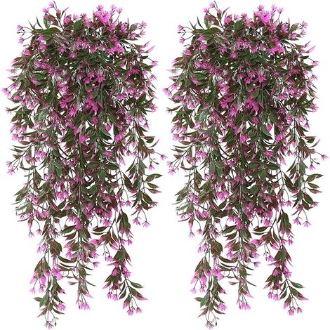 Rouge Fleurs Artificielles Plante Suspendue Fausse Extérieure Intérieure Decoration Cuisine Jardin Bureau (1/5)