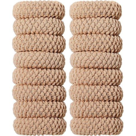 Élastique Cheveux Épais - 16 Pièces, Nu Foncé - Sans Couture Anti-pli - Porte Queue Aucunely (1/5)