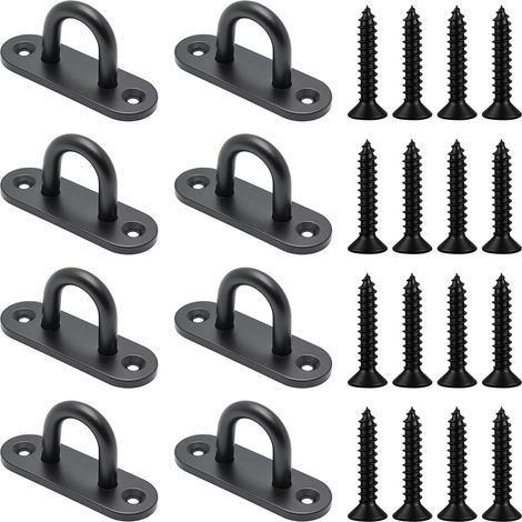 Œillets Plaque Inox - 8 Pièces - Acier Inoxydable Noir - Charge Lourde M6 - Pour Voiles Et Fitness - 60x16x28mm (1/5)