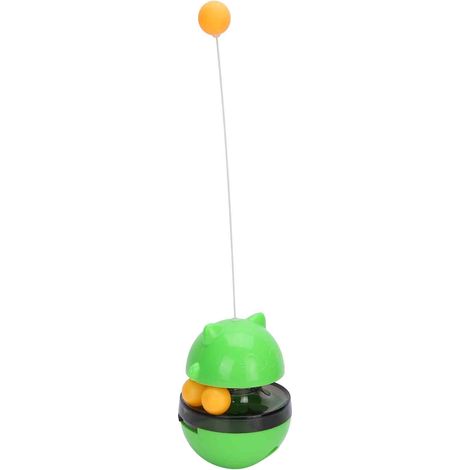 Distributeur de nourriture pour chats avec fuite, en ABS, à roulettes, pour l'entraînement à la balle (jouet interactif vert). (1/5)
