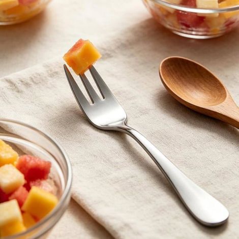6 pièces Dessert Forks Set 3 Tines Fourchette Fruit Sad Fork Couverts miroir en inoxydable de 6 Dessert Fork (1/5)