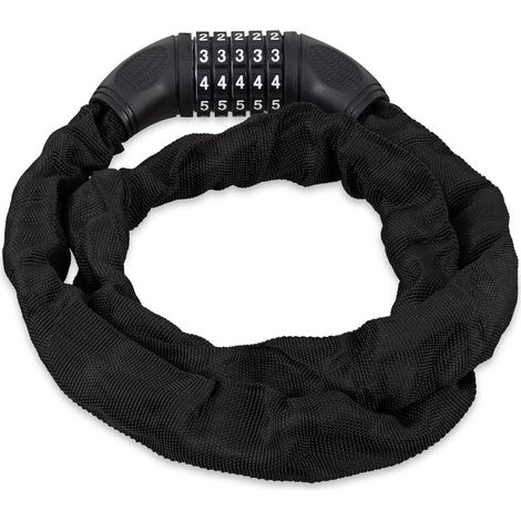 Antirrobo de cadena para bicicleta con código 120 x 2,2 cm seguro para familia estilo práctico de acero negro 130006092 (1/5)
