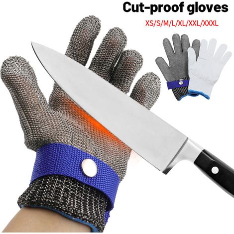 Gants De Maille Metal Maille Cuisine Gant Acier Anti Coupure，Gants De Travail Anti Coupure Et Anti Perforation De SéCurité Alimentaire ,Convient pour Ouvrir les Hutres (M,23.5cm)