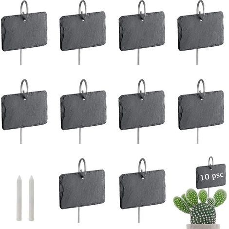 10 Étiquettes Ardoise, Tige Acier Inoxydable, Craie Incluse, Jardin Potager Serre (1/5)