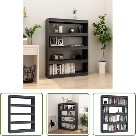 The Living Store Bibliothèque/Séparateur de pièce Gris 100x30x135,5cm Pin massif - Bibliothèque - Étagère - Meuble De Salon - Séparation Pièce - Bois Massif (1/5)
