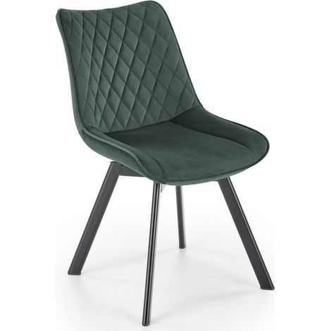 Chaise design métal noir et velours vert Jovil (1/4)