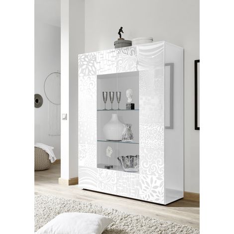 Vitrine moderne laquée blanc brillant Orlane (1/5)