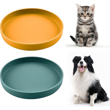 2PCS Gamelle Chat en Silicone sans BPA 18 cm Gamelle Chaton Vert et Orange (1/5)