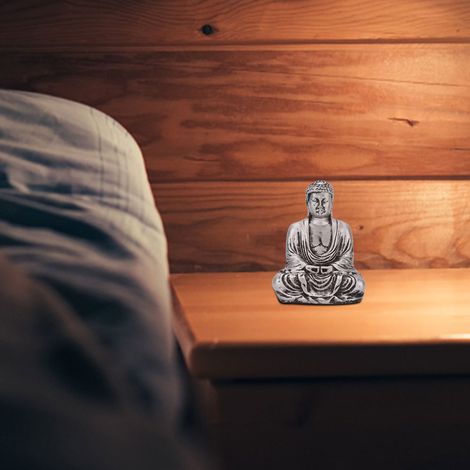 Statue de Bouddha en résine argentée, décoration zen pour la maison et autel bouddhiste (1/5)