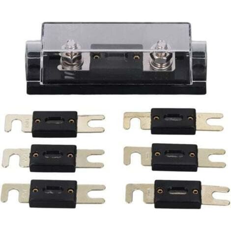 Portafusibile 250A 48V, superficie placcata in oro, coperchio trasparente, portafusibile in linea per auto e camper (1/4)