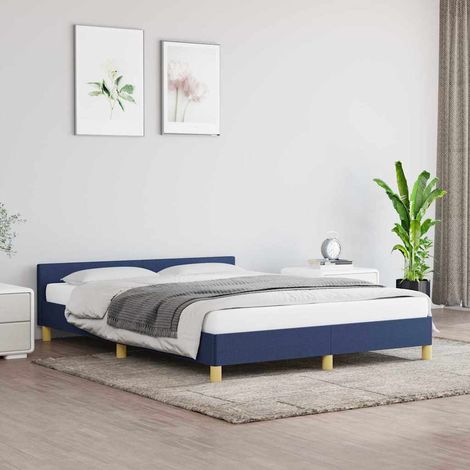 Bettgestell mit Kopfteil ohne Matratze Blau 140x200 cm Stoff (1/5)