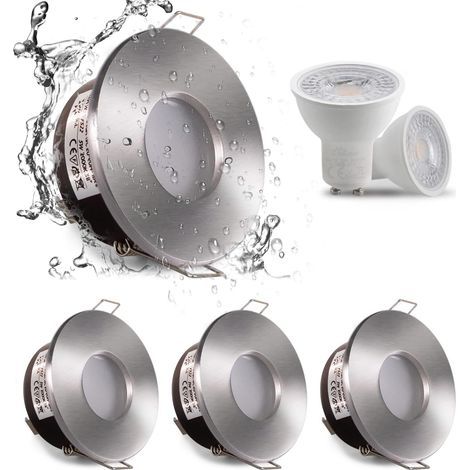 Set of 4 Recessed Spotlights IP65 LED 5W GU10 Warm White Aluminum for Bathroom Kitchen (1/5)
