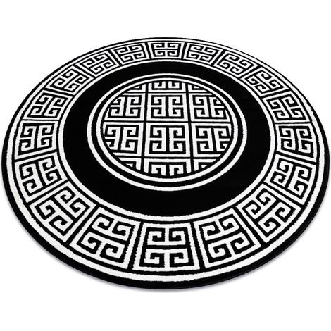 Modern GLOSS Teppich Kreis 6776 85 stilvoll, Rahmen, griechisch schwarz / elfenbein black rund 200 cm