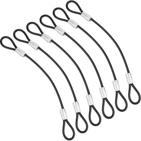 Câble Acier - Lot de 6 - Noir - Double Boucle - Sécurité Portail Clôture - 127mm (1/5)