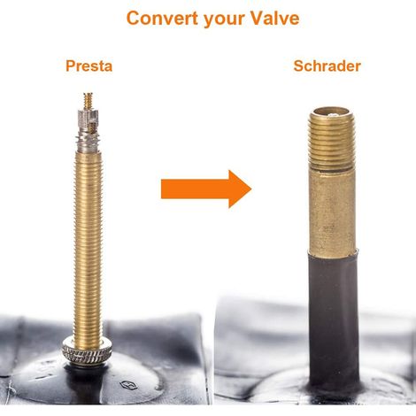 Adaptateur de valve vélo 3 pièces DV et SV (Dunlop et valve française) vers AV (valve voiture) avec bague (1/4)