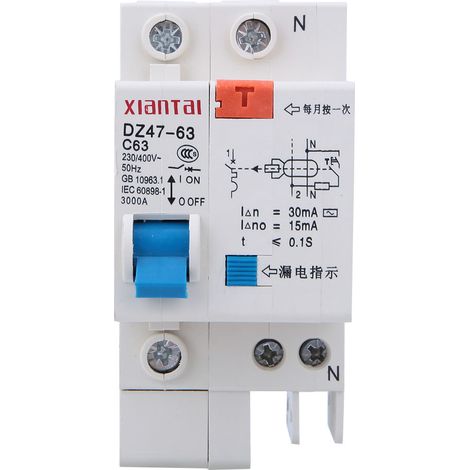 Disjoncteur différentiel de type C DZ47LE 1p N 230V-400V 50HZ 60A 4KA (1/5)