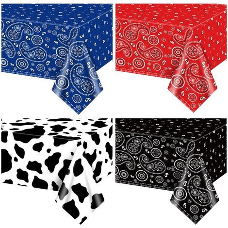 Western-Party-Tischdecken mit Paisley-Muster, 4 Stück, 130x213 cm, bunt