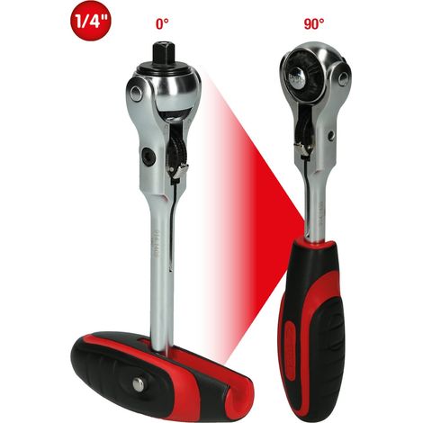 KS Tools 914.1405 Cricchetto a testa snodabile con impugnatura mini a T MODIFIX da 1/4", 72 denti (1/5)