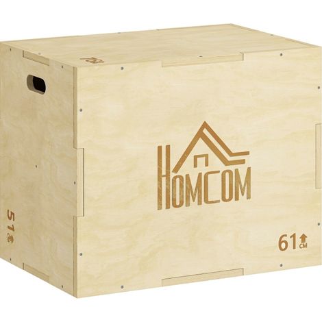 Plyo Box 3-en-1 en bois massif avec 3 hauteurs 51/61/76 cm - entraînement pliométrique (1/5)
