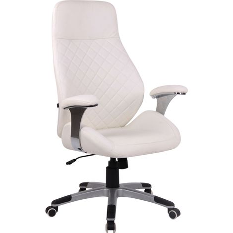 Silla De Oficina Layton En Cuero Sintético o Cuero Auténtico Blanco Simil cuero (1/5)
