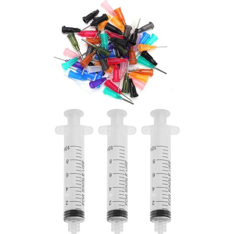 60 seringues en plastique (10 ml), 3 aiguilles, vis combinée, outil manuel jetable industriel (1/5)