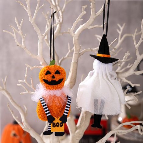 3 Décorations d'Halloween à suspendre : citrouille, fantôme, crâne, décorations pour une fête d'Halloween à la maison. (1/5)