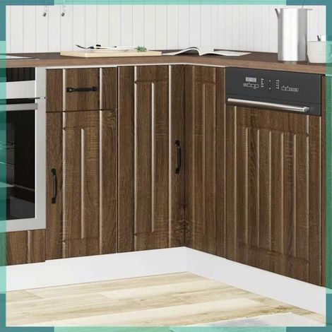 Armoire d'angle de cuisine - Lucca - chêne marron - bois d'ingénierie - pieds réglables (1/5)