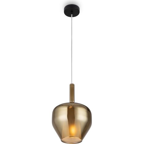 Maytoni Duality Plafonnier moderne en forme de dôme de 20 cm, noir, 1 abat-jour E27 doré (1/5)
