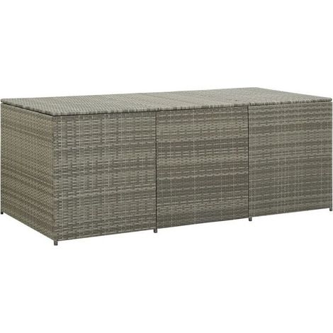 Coffre de rangement jardin résine tressée grise Zamen 180cm (1/3)
