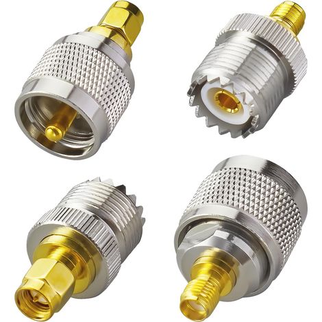 4 Kit Adaptateur SMA vers UHF 4 Pièces Adaptateur Antenne Radio Ham UHF Mâle/Femelle à SMA Mâle/Femelle pour CB Talkie-Walkie Broadcast Radios Antennes WiFi Câbles coaxiaux SO239 PL259 (1/5)